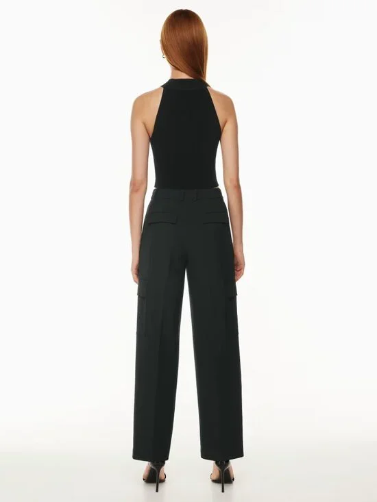 NWOT Aritzia BABATON Sculpt Knit Black Ribbed Cropped Halter Tank Top, Size L - Picture 12 of 13